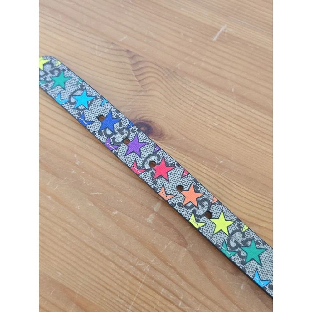 Gucci Kids' GG Supreme Star Print Belt Size L 6-8 Years 24